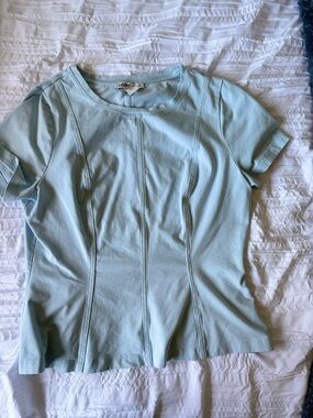 White House Black Market Light Blue Short Sleeve Paneled Tee